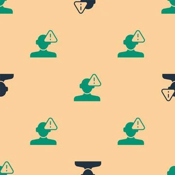Green and black Finding a problem in psychology icon isolated seamless pattern Illustrazione stock