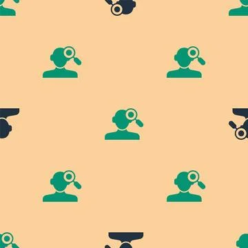 Green and black Finding a problem in psychology icon isolated seamless pattern Stock Illustration