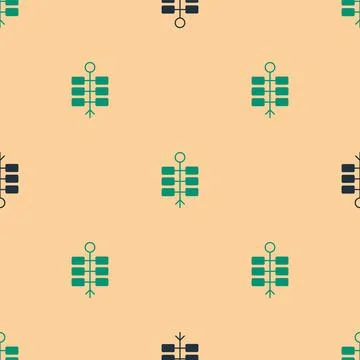 Green and black Firework icon isolated seamless pattern on beige background Illustrazione stock