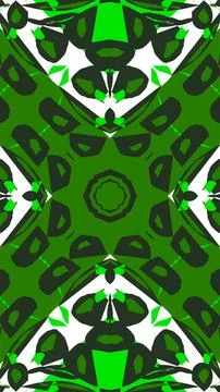 Green and black geometric pattern with complex symmetrical structures. Stock Illustration