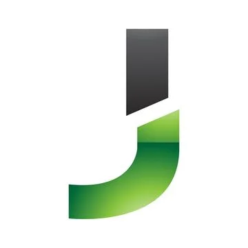 Green and Black Glossy Split Shaped Letter J Icon Illustrazione stock