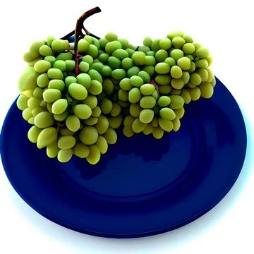 Green and black grapes on plate art, harvest, wine,berries Stock Illustration