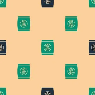 Green and black Hard bread chucks crackers icon isolated seamless pattern on Illustrazione stock