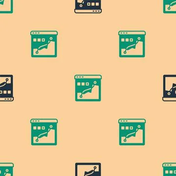 Green and black Histogram graph photography icon isolated seamless pattern on Stock Illustration