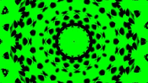Green and black kaleidoscope pattern with concentric circles Stock Illustration