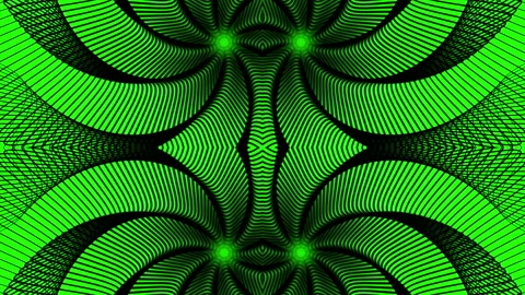 Green and black lines form a symmetrical hypnotic pattern mandala, 스톡 동영상 296657879