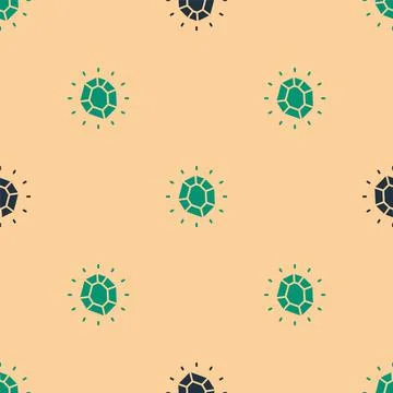Green and black Magic stone icon isolated seamless pattern on beige background Illustrazione stock