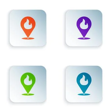 Green and black Map pointer with fire flame icon isolated seamless pattern on Stock Illustration