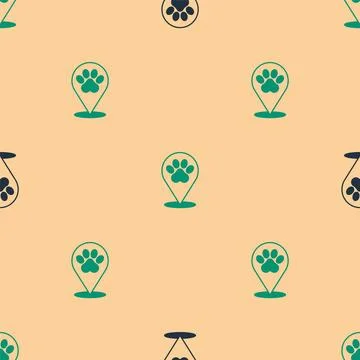 Green and black Map pointer with veterinary medicine hospital, clinic or pet 스톡 일러스트