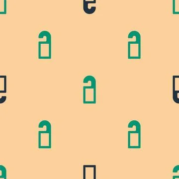 Green and black Please do not disturb icon isolated seamless pattern on beige Stock Illustration