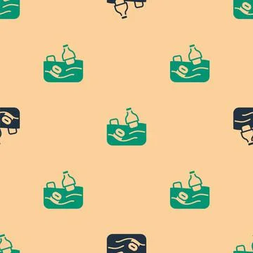 Green and black The problem of pollution of the ocean icon isolated seamless Stock Illustration