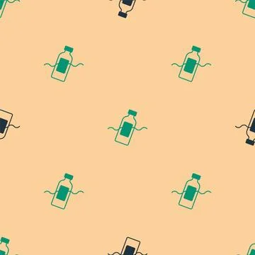 Green and black The problem of pollution of the ocean icon isolated seamless Illustrazione stock