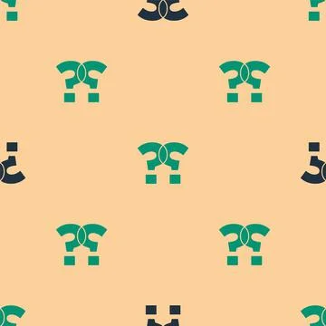 Green and black Question mark icon isolated seamless pattern on beige background Illustrazione stock