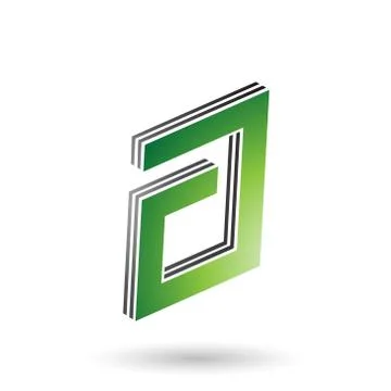 Green and Black Rectangular Layered Letter A イラスト素材