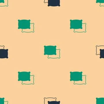 Green and black Rectangular pillow icon isolated seamless pattern on beige Stockillustratie