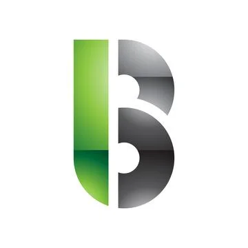 Green and Black Round Glossy Disk Shaped Letter B Icon Stock Illustration