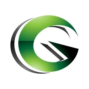 Green and Black Round Layered Glossy Letter G Icon Stock Illustration