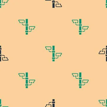 Green and black Security camera icon isolated seamless pattern on beige backg 스톡 일러스트