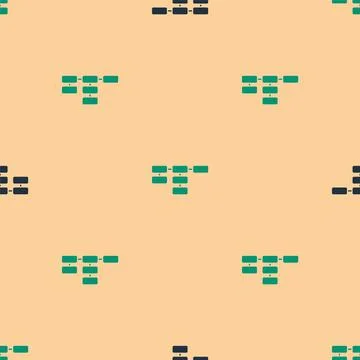 Green and black Site map icon isolated seamless pattern on beige background Illustrazione stock