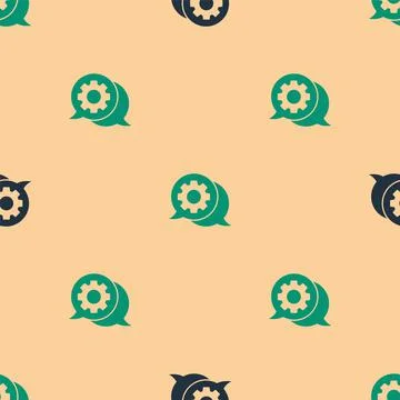 Green and black Speech bubble chat icon isolated seamless pattern on beige Illustrazione stock