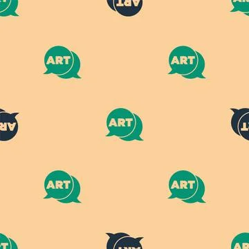 Green and black Speech bubble with text art icon isolated seamless pattern on Stock Illustration