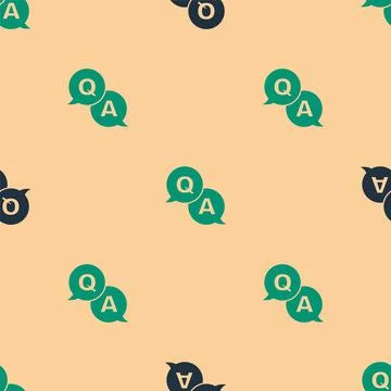 Green and black Speech bubbles with Question and Answer icon isolated seamless Stock Illustration