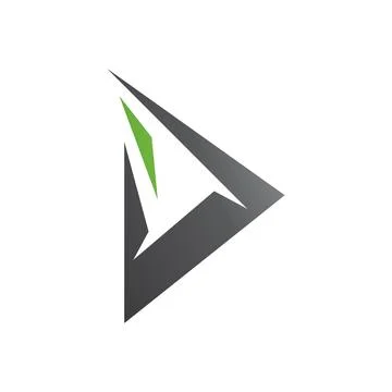 Green and Black Spiky Triangular Letter D Icon Stock Illustration