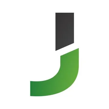 Green and Black Split Shaped Letter J Icon Illustrazione stock