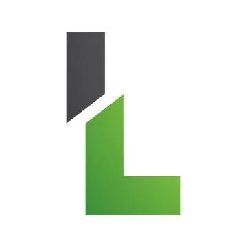 Green and Black Split Shaped Letter L Icon Stock Illustration