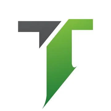 Green and Black Split Shaped Letter T Icon Illustrazione stock