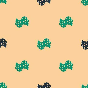 Green and black Sponge with bubbles icon isolated seamless pattern on beige Illustrazione stock
