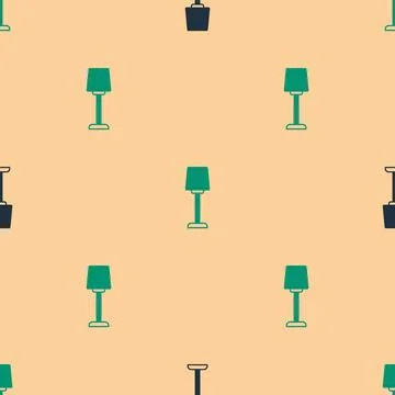 Green and black Table lamp icon isolated seamless pattern on beige backgrou.. Illustrazione stock