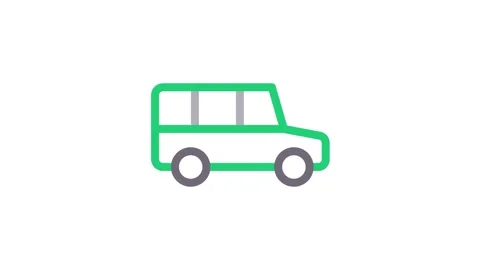 Green and black van icon, representing transportation or delivery services. Stock Footage 335123742