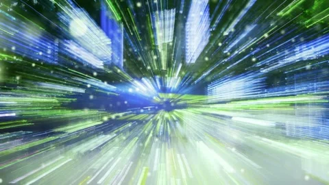A green and blue abstract image of a city loop Stock Footage 256486739