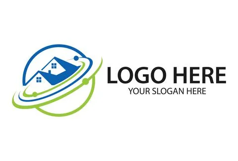 Green and Blue Circle Dot House Building Logo Design	 Illustrazione stock