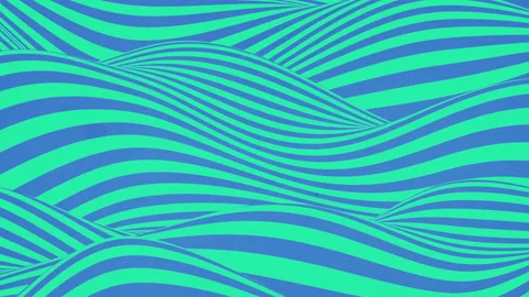 Green and blue colored wave loop animation. Geometric lines patterns. 3d render Stock Footage 119892520