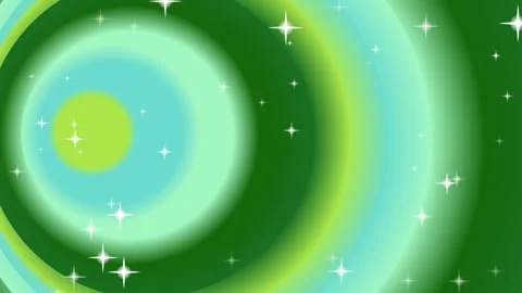 Green and blue concentric circles with twinkling stars Stock Footage 331647322