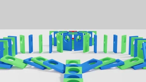 Green and Blue Domino Sequence Animation Stock-Footage 140643582