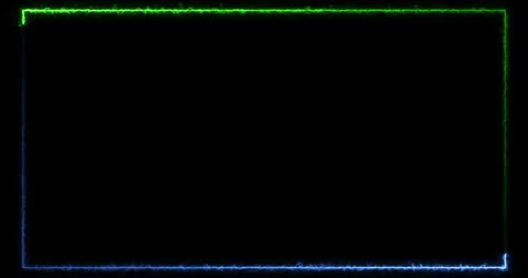 Green and Blue Electric Energy Frame Border Animation on Black Background. Stock Footage 340264542