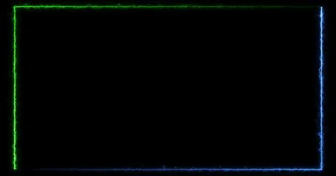 Green and Blue Electric Energy Frame Border Animation on Black Background. .. Stock Illustration