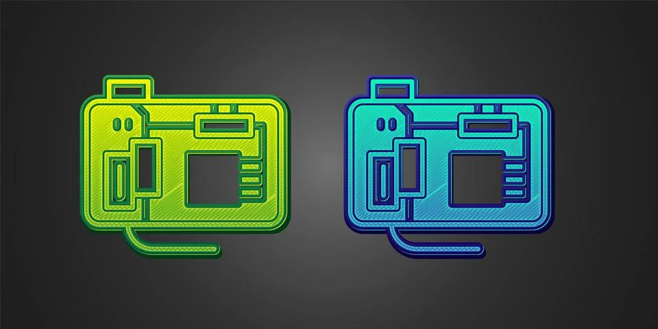 Green and blue Electronic computer components motherboard digital chip Stock Illustration
