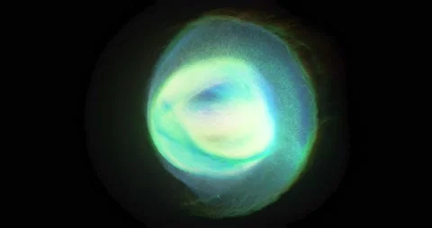 Green and blue energy orb, abstract loop of flowing particles Stock Footage 153067053