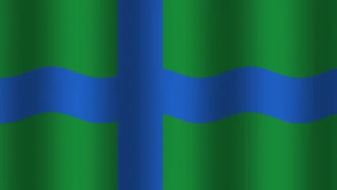 Green and blue flag with a simple cross design Stock Footage 338226222