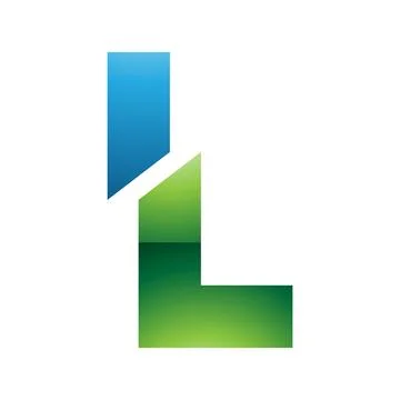 Green and Blue Glossy Split Shaped Letter L Icon Illustrazione stock