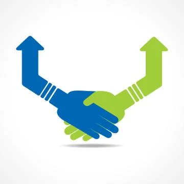Green and blue Hand shake arrows stock vector Stock Illustration