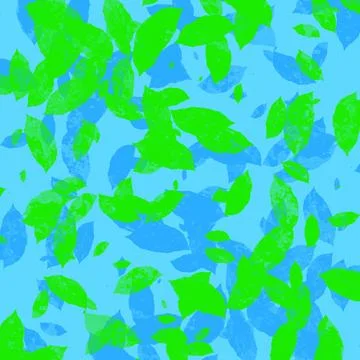 Green and Blue Leaf Pattern on Cyan Stock Illustration