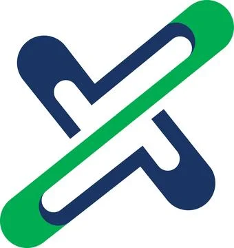Green and blue letter x icon Stock Illustration