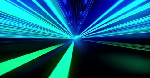 Green and blue Loop Speed motion on the road. VJ Looped video. Glowing lasers. Stock Footage 81778239