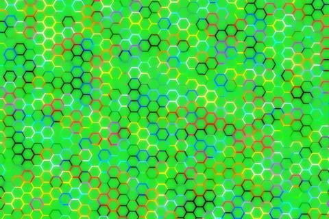 Green and blue molecules pattern with colorful dots Illustrazione stock