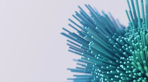 Green and blue morphing sphere. Abstract illustration, 3d render. Close-up. Stock Illustration